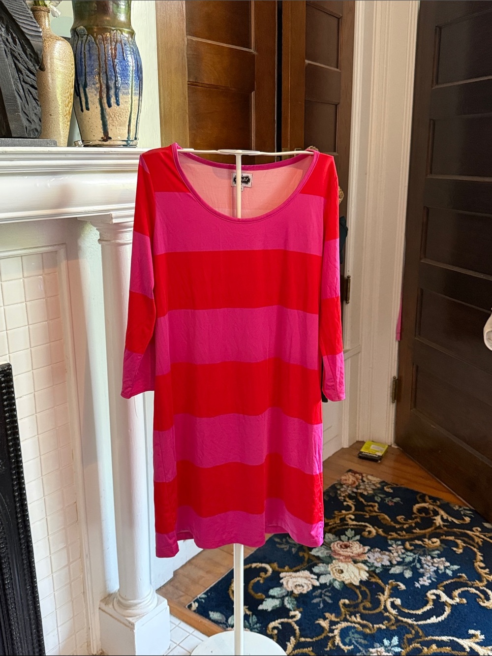 Mud Pie Azalea and Crimson Striped Scoop Neck Dress- worn a few times